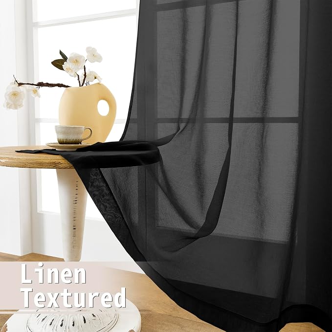 Tollpiz Sheer Door Curtains Closet Linen Textured Curtains Sheer Doorway Light - Image 4