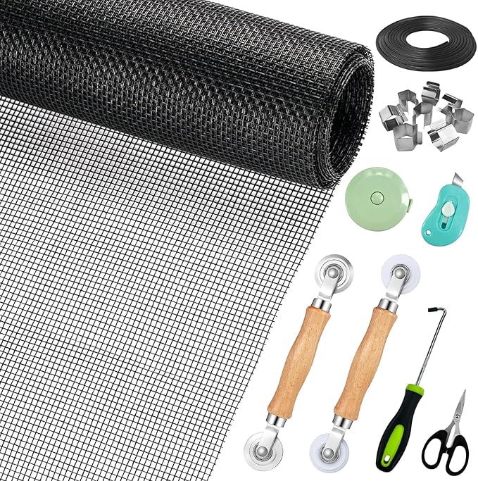Window Screen Replacement, Screen Door Repair Kit, Including 50 FT by Ghguole