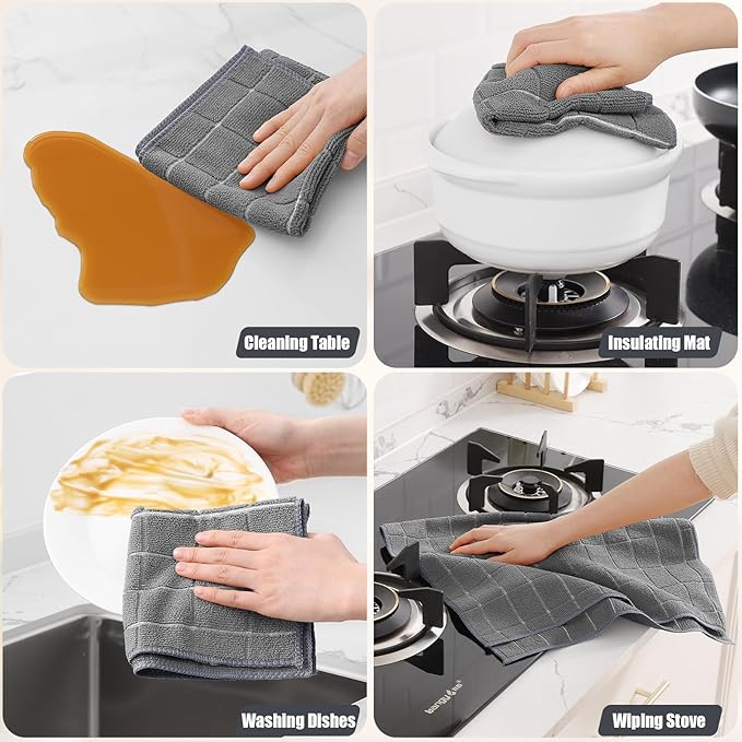 Homaxy Microfiber Kitchen Towels and Dishcloths Set, 12 Pack Soft and Absorbent - Image 5