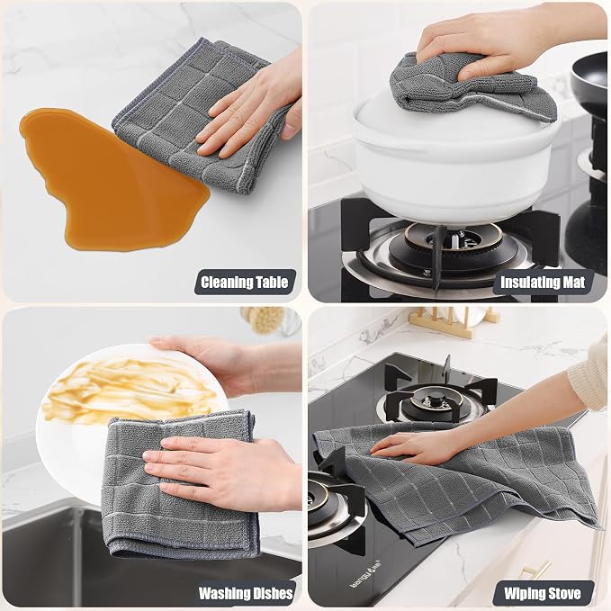 Homaxy Microfiber Kitchen Towels and Dishcloths Set, 16 Pack Soft and Absorbent - Image 5