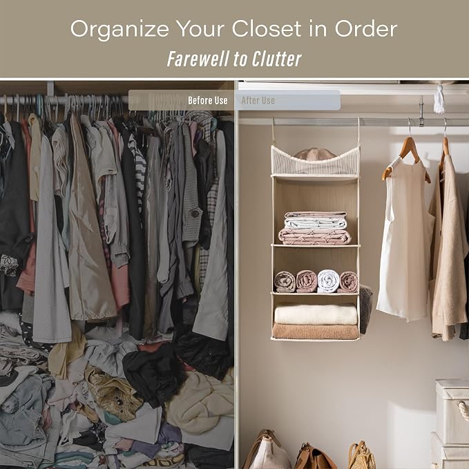 StorageWorks 3-Shelf Hanging Closet Organizer, Adjustable Hanging Closet - Image 6