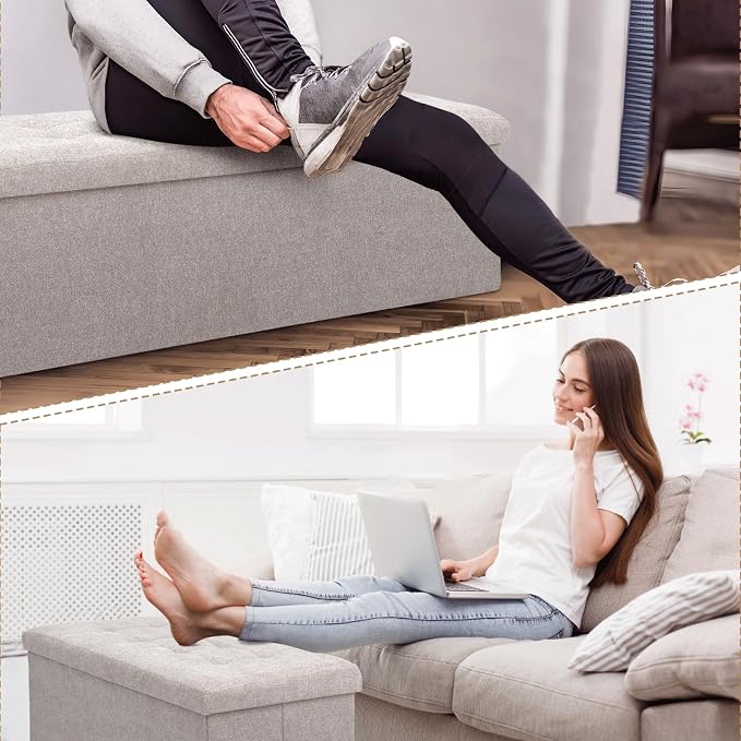 Athena Collection 43" Storage Ottoman Bench Folding Bench - Image 7