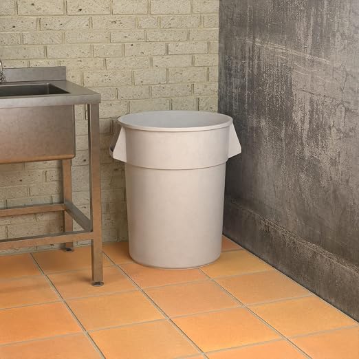 55 Gallon White Round Commercial Trash Can - Image 4