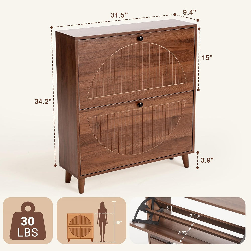 Shoe Storage Cabinet with 2 Flip Drawers, Narrow Shoe Organizer with Legs, Fr...