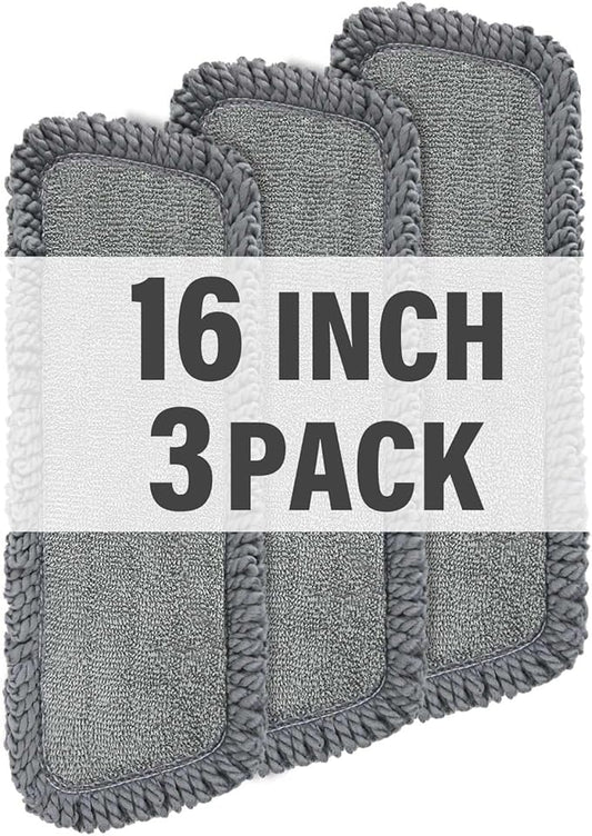 16.5 inch Mop Pads Refills, 3 Pack Microfiber Reusable Replacement Mop Pads by PANDAGRIP