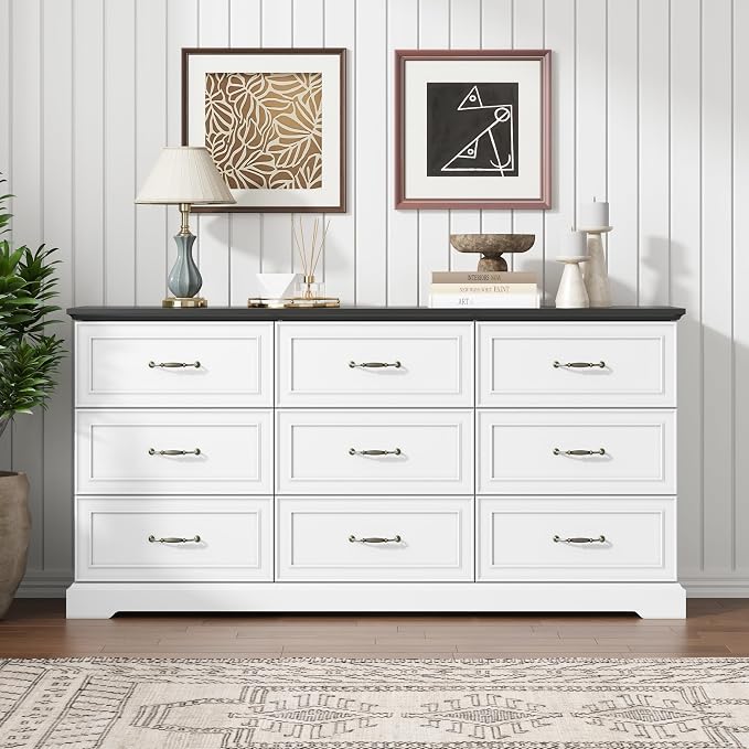 9 Drawer Dresser for Bedroom, Rustic Farmhouse Dresser - Image 3