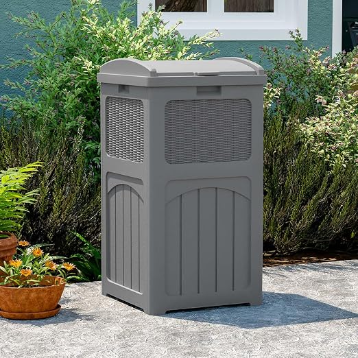 Patiowell 36 Gallon Outdoor Trash Can, Resin Outdoor Garbage Can - Image 2
