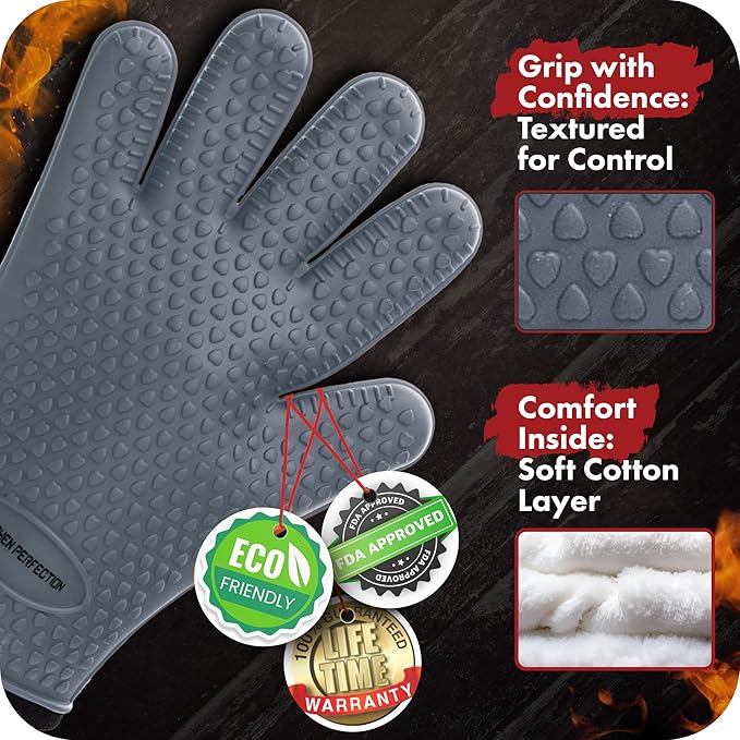 KITCHEN PERFECTION XL Silicone Smoker Oven Gloves - Image 2