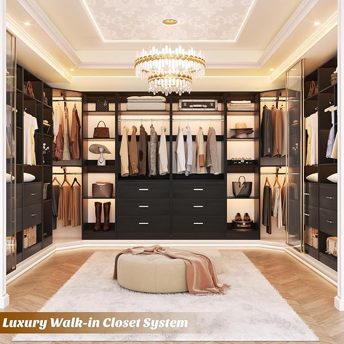 Corner Closet System with 5 Drawers, Closet Organizer System with 15+Shelvess & - Image 2