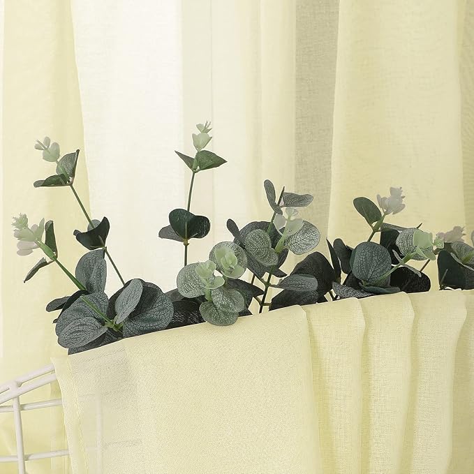 Tollpiz Short Sheer Curtains Linen Textured Living Room Curtain Sheers Light - Image 6