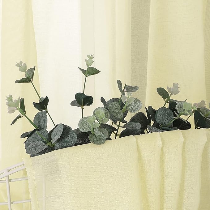 Tollpiz Short Sheer Curtain Living Room Linen Textured Curtains Sheer Light - Image 6