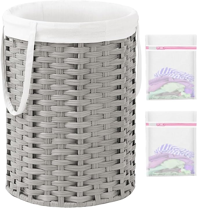 Laundry Hamper Laundry Basket Round 19.0 Gal Handwoven Rattan Laundry Basket by SETVSON