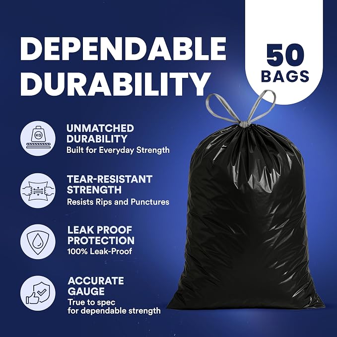 Plasticplace W13DSBKJR 13 Gallon Trash Bags │ 1.2 Mil │ Black Extra Tall - Image 4