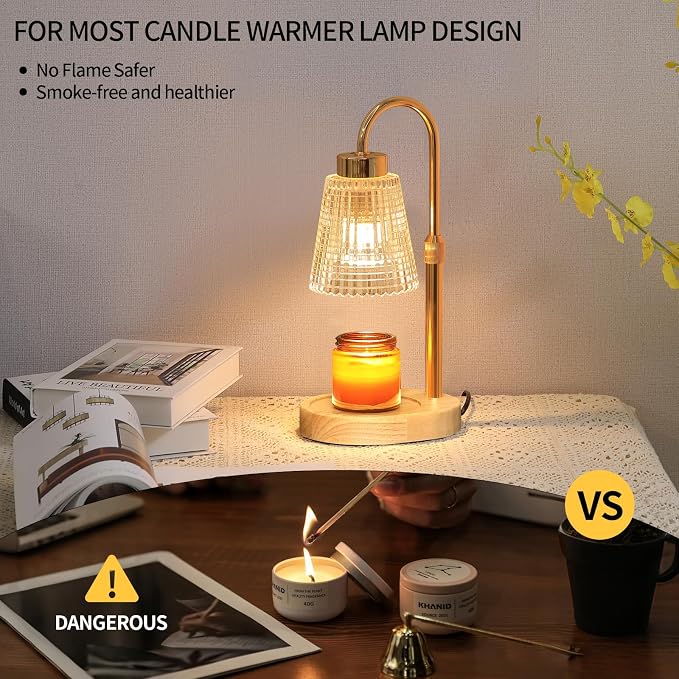 Gold Candle Warmer Lamp with Timer and Dimmer, Fragrance Electric Wax Melt - Image 5