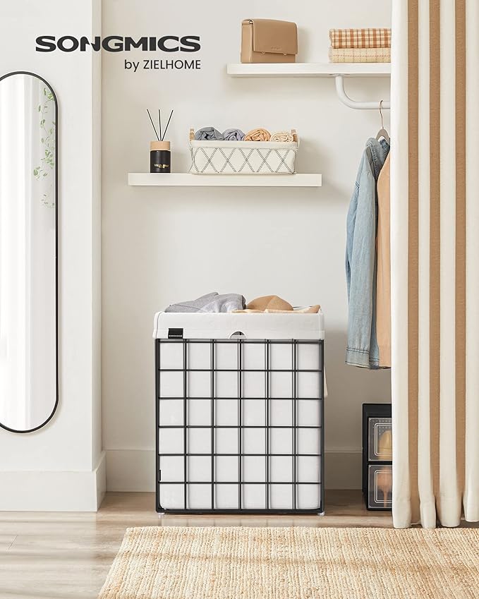SONGMICS Laundry Hamper, 23.8 Gal. Laundry Basket, Collapsible Clothes Hamper - Image 2