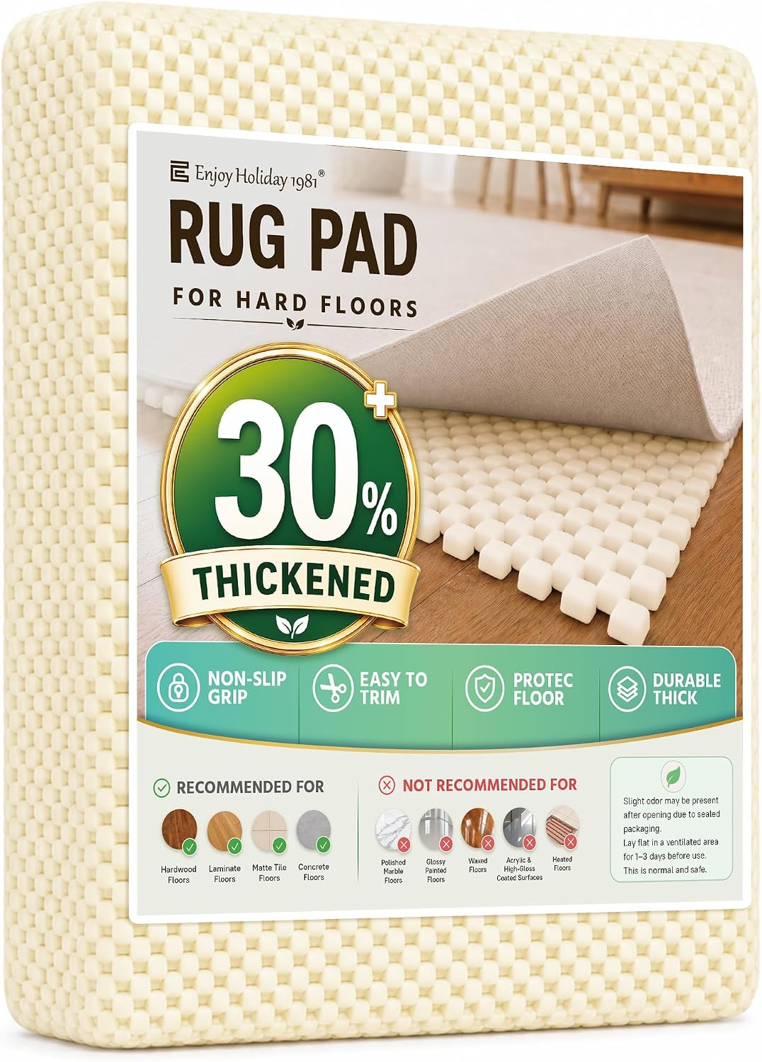 8x10 Non Slip Rug Pad Grip Mat Under Bedroom Living Room Large Area Rug Outdoor Play Carpet Anti Skid Thick Rubber Back Nonslip Rug Underlay Sticker Holder Stopper Tape Gripper Protect Hardwood Floor