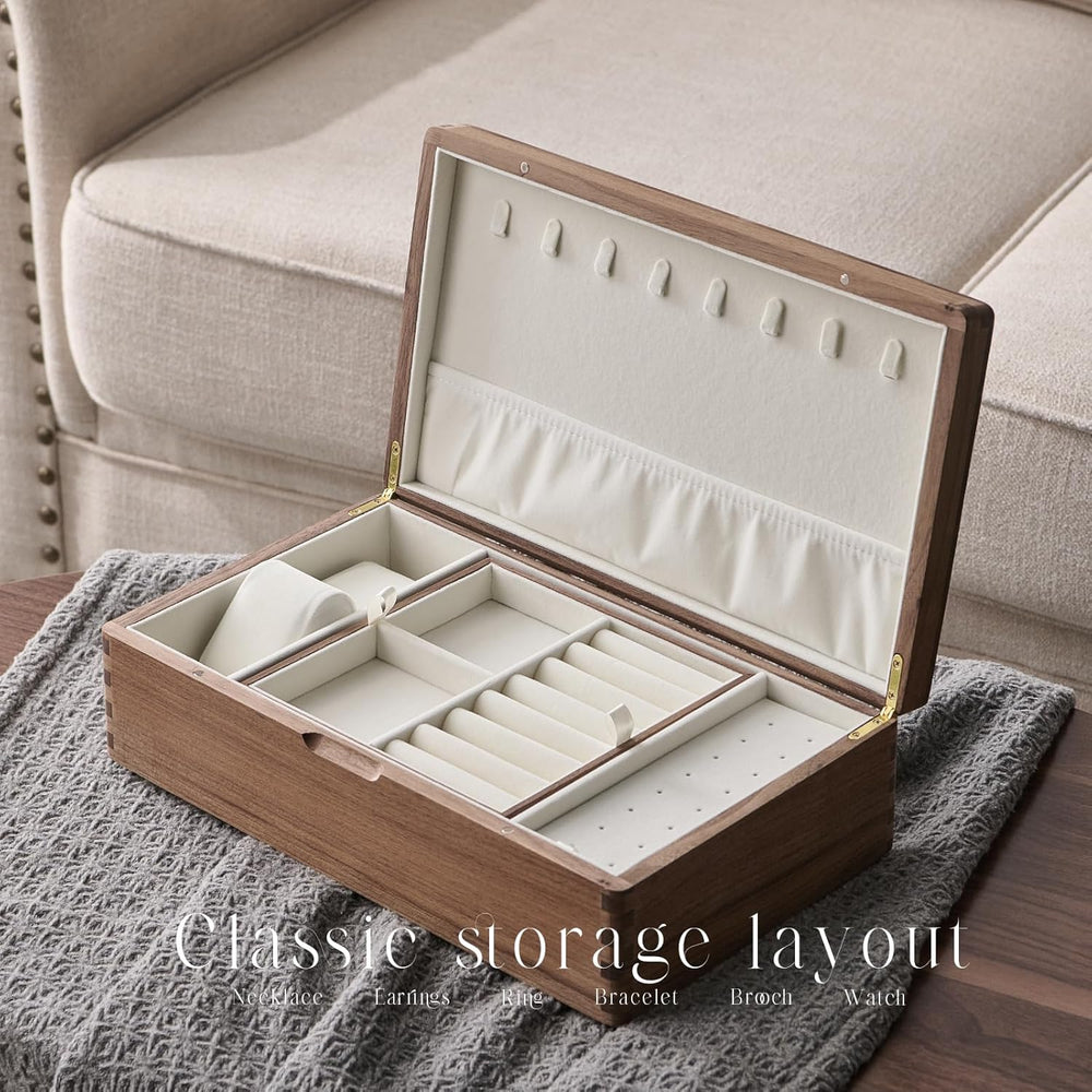 Beexchange Black Walnut Wooden Jewelry Box - Allwood, Handcrafted, Classic Je...