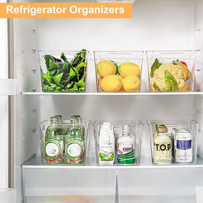 Attelite Clear Plastic Storage Bins, Large 6 Pack Pantry Organizer - Image 5