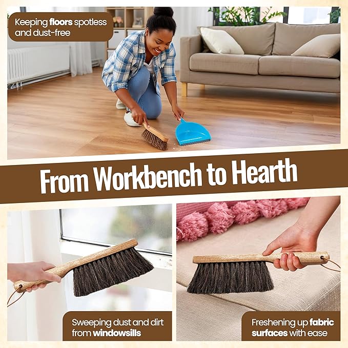 Dustpan Bench Woodworking Brush-USA 13 inch Horsehair Brushes are Used - Image 5