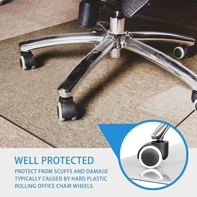 GLSLAND 36" x 46" Tempered Glass Chair Mat Heavy-Duty Floor Protector - Image 4