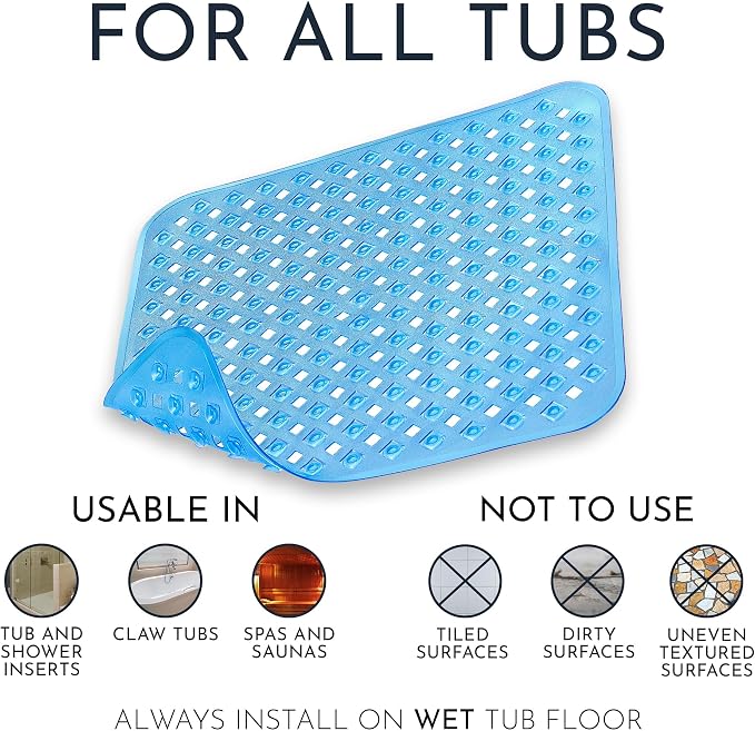 Homerella Anti Slip Shower Mat | Anti Mold Non Slip Bathtub Mat - Image 2