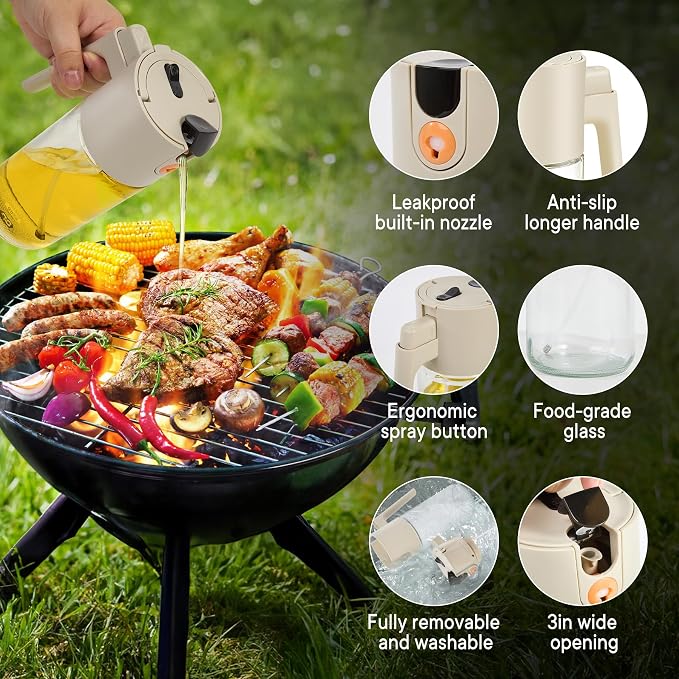 Oil Sprayer For Cooking with Leak-Proof Seal, One Touch Mist - 600ML Kitchen - Image 5