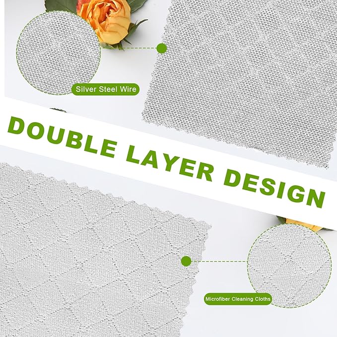 12 Pcs Multipurpose Wire Dishwashing Rag, Upgraded Double-Layer Non-Scratch - Image 3