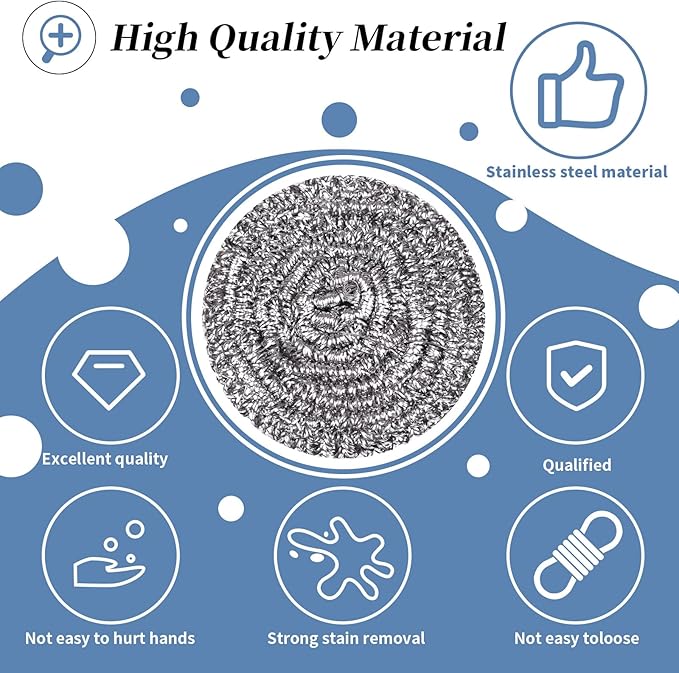 Stainless Steel Scrubber Scrubbing Scouring Pad Sponges Clean Pot Pan and Steel - Image 3