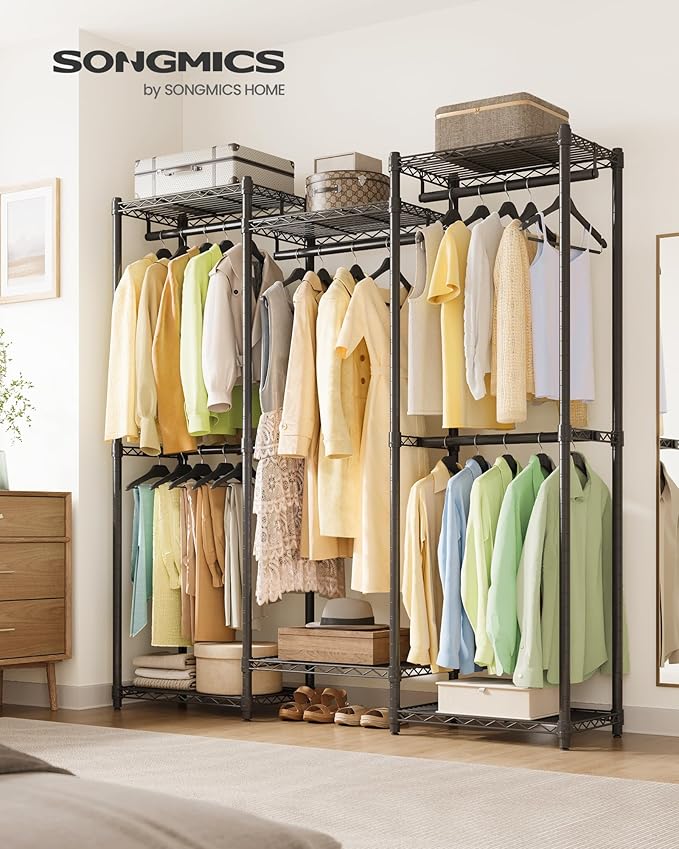 SONGMICS Heavy-Duty Clothes Rack, Garment Rack, Portable Closet, 56.9-Inch Wide - Image 2