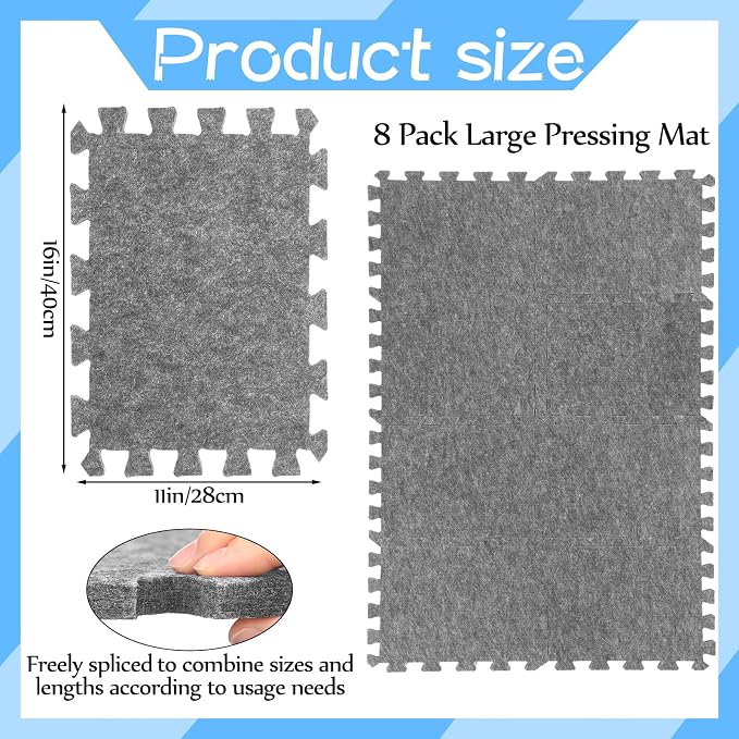 Ziliny 8 Pack Large Wool Pressing Mat 22" x 63" Wool Ironing Mat Felted - Image 2