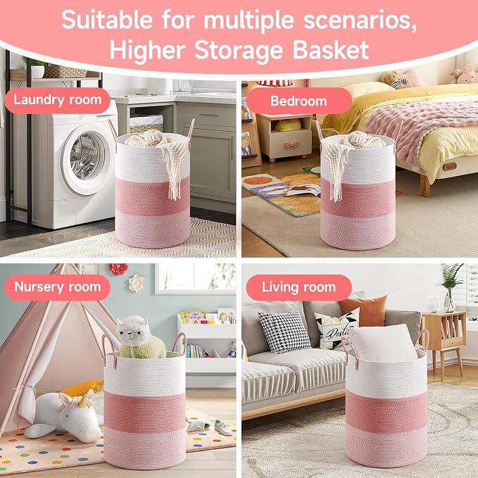 CLHMILY&Z 100L Laundry Basket Round Storage Rope Basket - Image 5