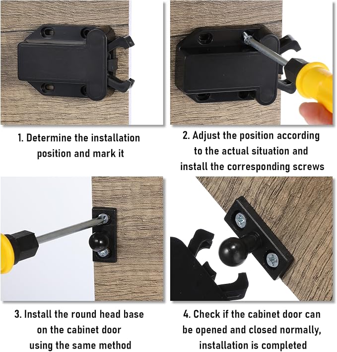 4Pack Push Latches for Cabinets, Push to Open Catch Lock, Safe Rebound - Image 4