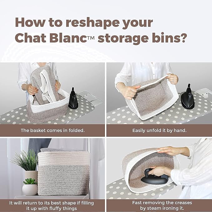 CHAT BLANC Cotton Rope Baskets for Organizing | 15”x10”x9” Storage Baskets for - Image 7