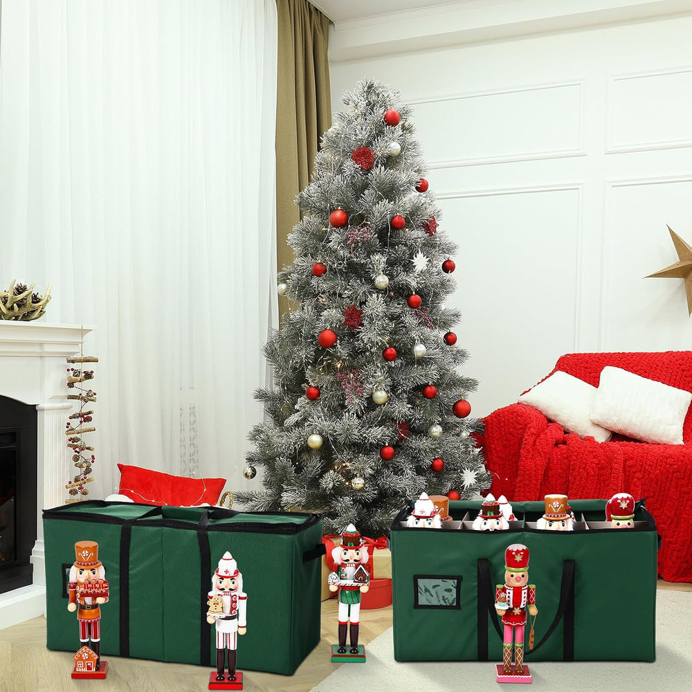 Soaoo 3 Pcs Christmas Nutcracker Storage Boxes,Green