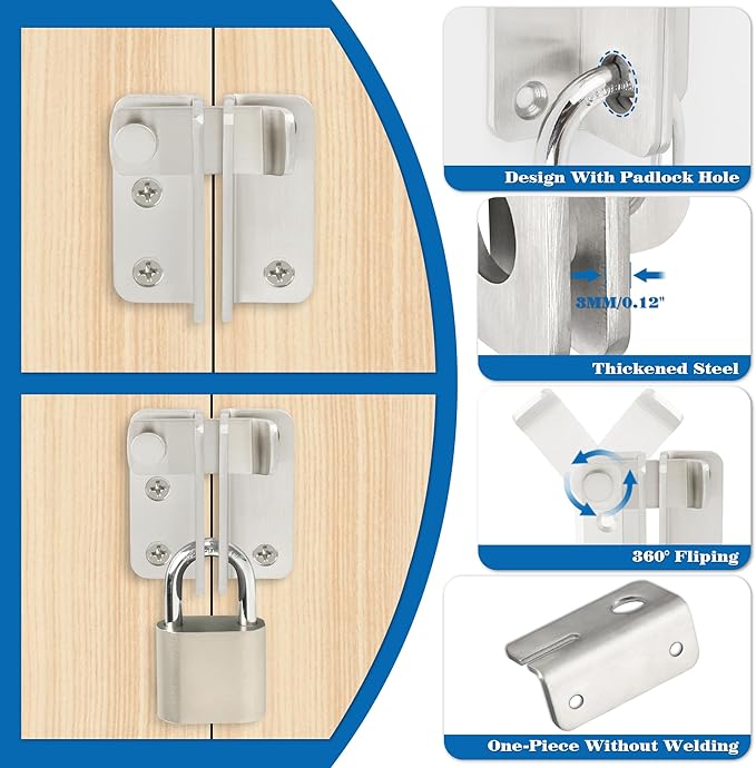 Alise Flip Latch, Gate Latches Slide Bolt Latch Safety Door Lock Catch - Image 4