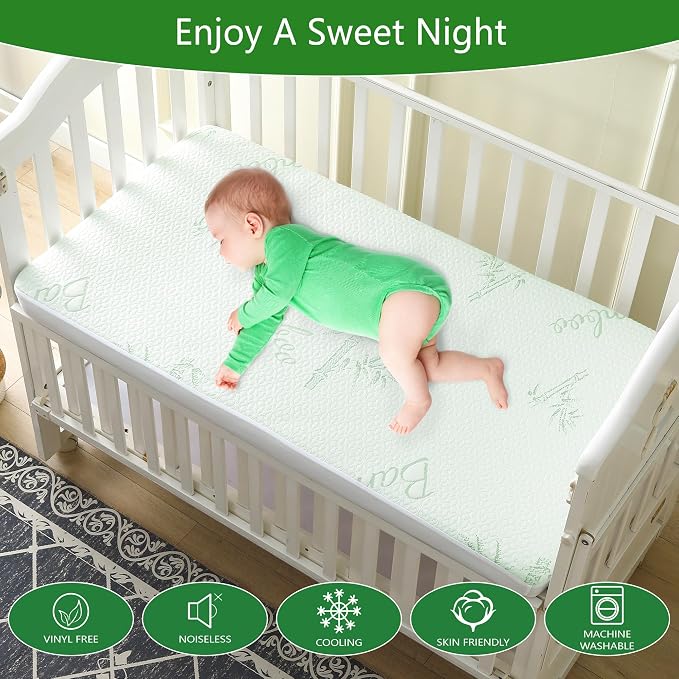 GOONIK 2 Pack Waterproof Crib Mattress Protector, Bamboo Viscose Breathable - Image 4