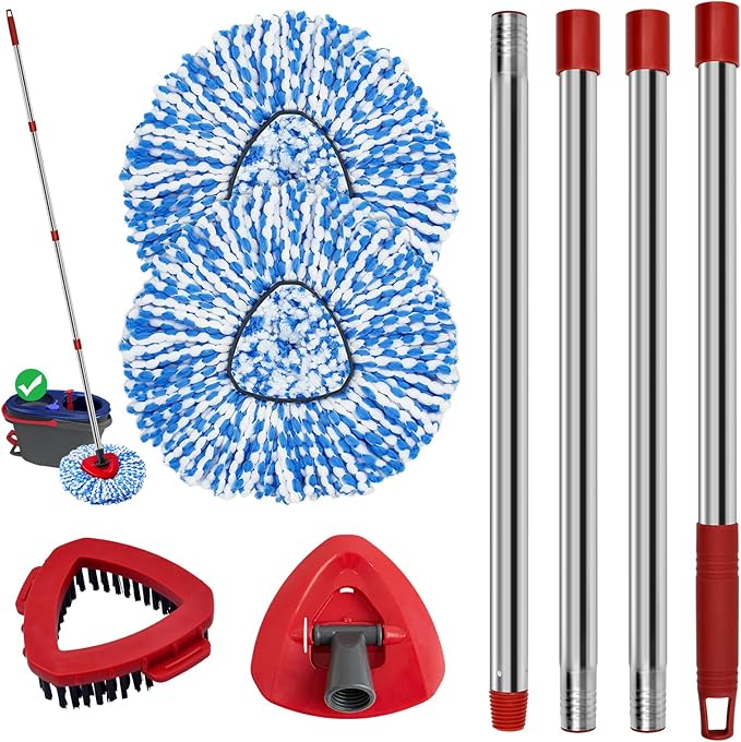 Spin Mop Handle Mop Heads and Base Replacement Sets Compatible by GFRED
