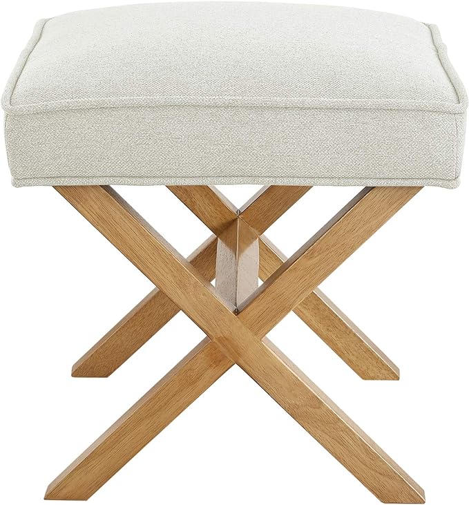 Amazon Basics Small Ottoman Foot Rest, Mid-Century Modern X Square Polyester - Image 4