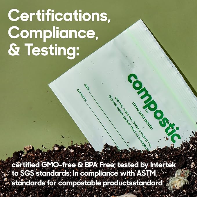 Compostic Home Compostable Resealable Sandwich Bags, Microwave & Freezer Safe - Image 6