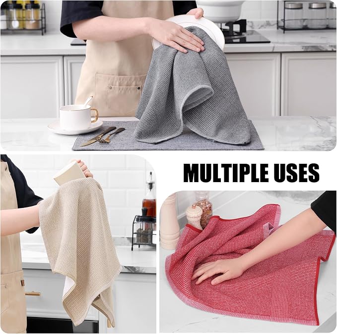 Homaxy Premium Kitchen Towels, Large Cotton Kitchen Hand Towels, Flat and Terry - Image 4