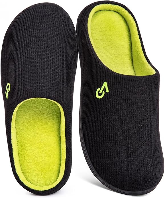 VeraCosy Men's Two-Tone Memory Foam House Slippers Indoor Outdoor Durable by VeraCosy