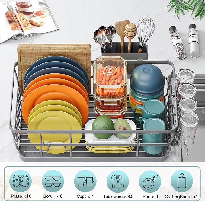 Dish Drying Rack for Kitchen Counter, Large Dish Racks - Image 2