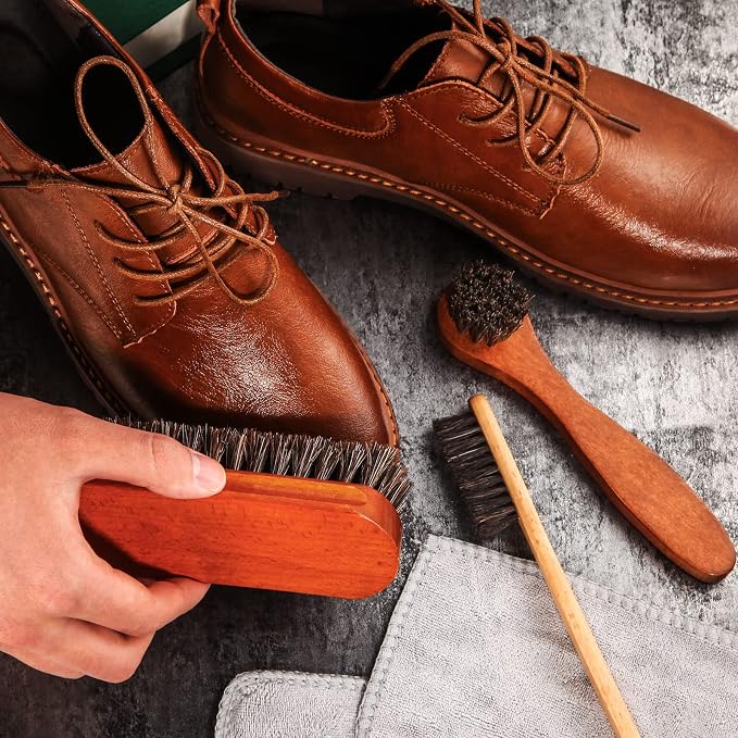7 Pcs Horsehair Shine Shoes Brush Kit Polish Dauber Applicators Cleaning - Image 6