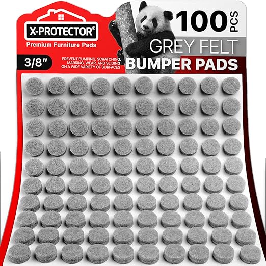 Cabinet Door Bumpers X-Protector 100 PCS – Small Felt Pads 3/8” – Ideal Grey by X-Protector