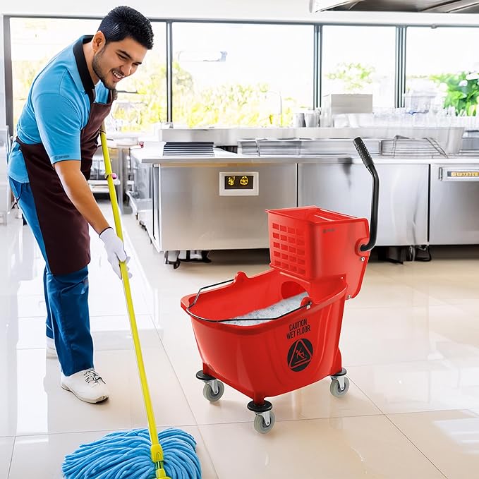 Dryser Commercial Side Press Wringer Combo Mop Bucket, 33 Quart - Image 7