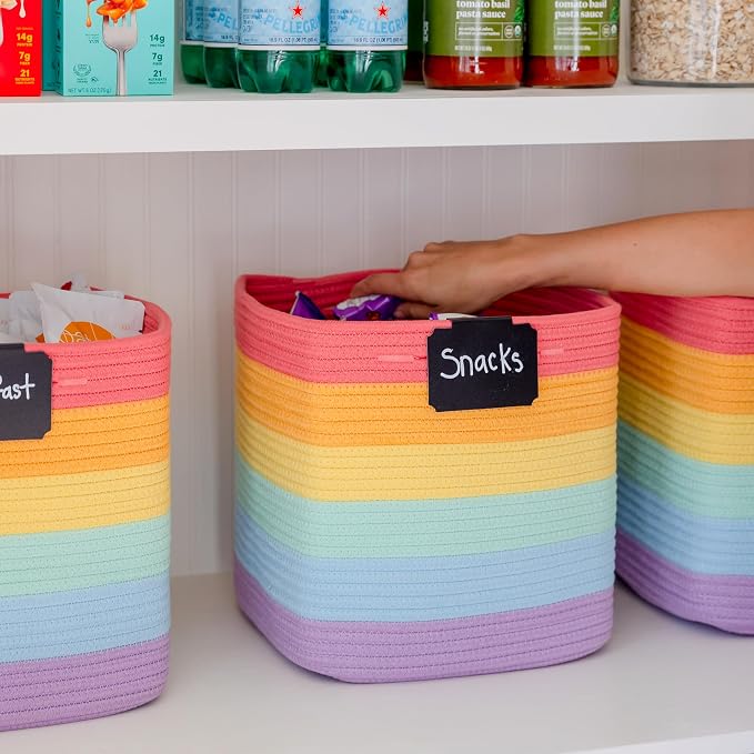 NaturalCozy Storage Cubes 11 Inch Cotton Rope Woven Baskets - Image 9