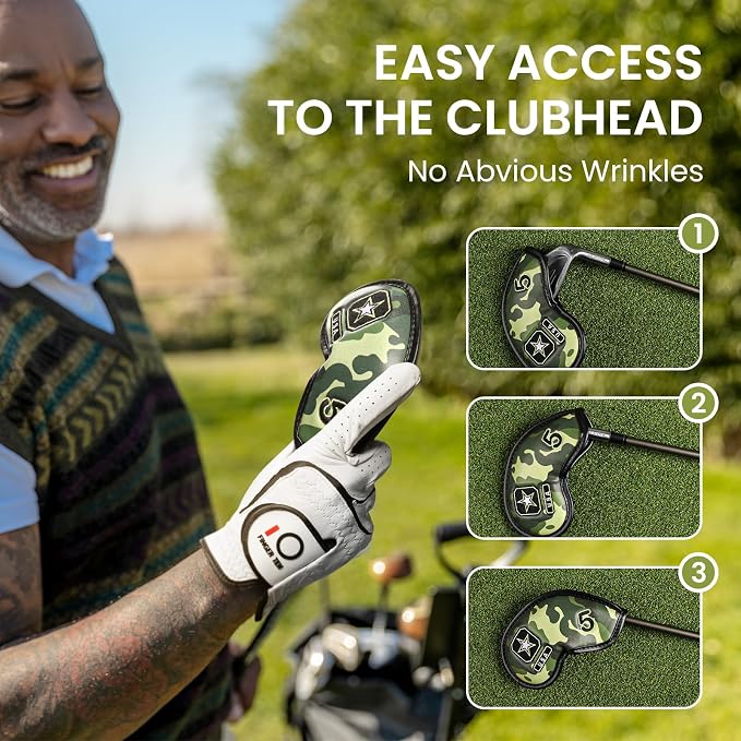 FINGER TEN Premium Synthetic Leather Stylish Iron & Wedge Golf Head Covers - Image 4