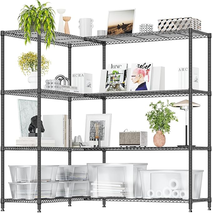 IZEUK Linked Storage Racks, DIY Adjustable Heavy Duty Metal Shelving Unit by IZEUK