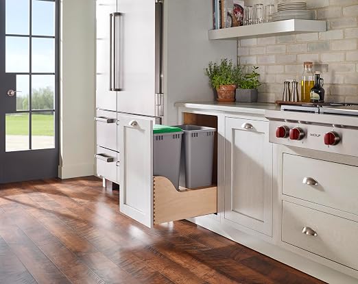 Rev-A-Shelf Pullout Trash Cans for Kitchen Cabinet, Dual 50 Qt Bins - Image 5