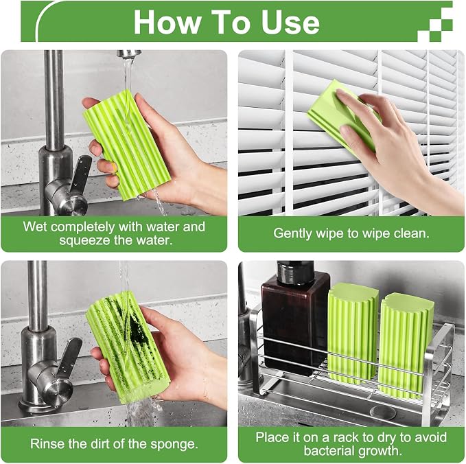 4-Pack Damp Clean Duster Sponge, Sponge Cleaning Brush, Duster - Image 3
